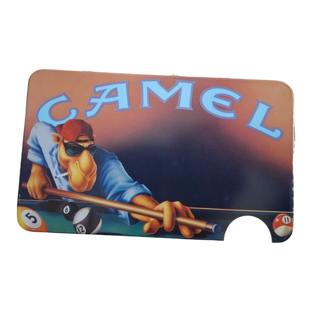 Vintage Joe Camel Pool Player Tin with 50 Camel Lights Matchbooks 1000 Matches